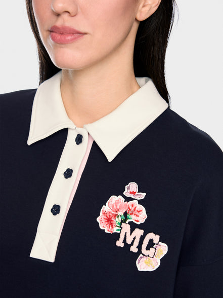 Sweatshirt with polo collar