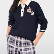 Sweatshirt with polo collar