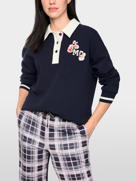 Sweatshirt with polo collar