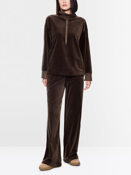 Roll neck velour jumper