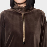 Roll neck velour jumper