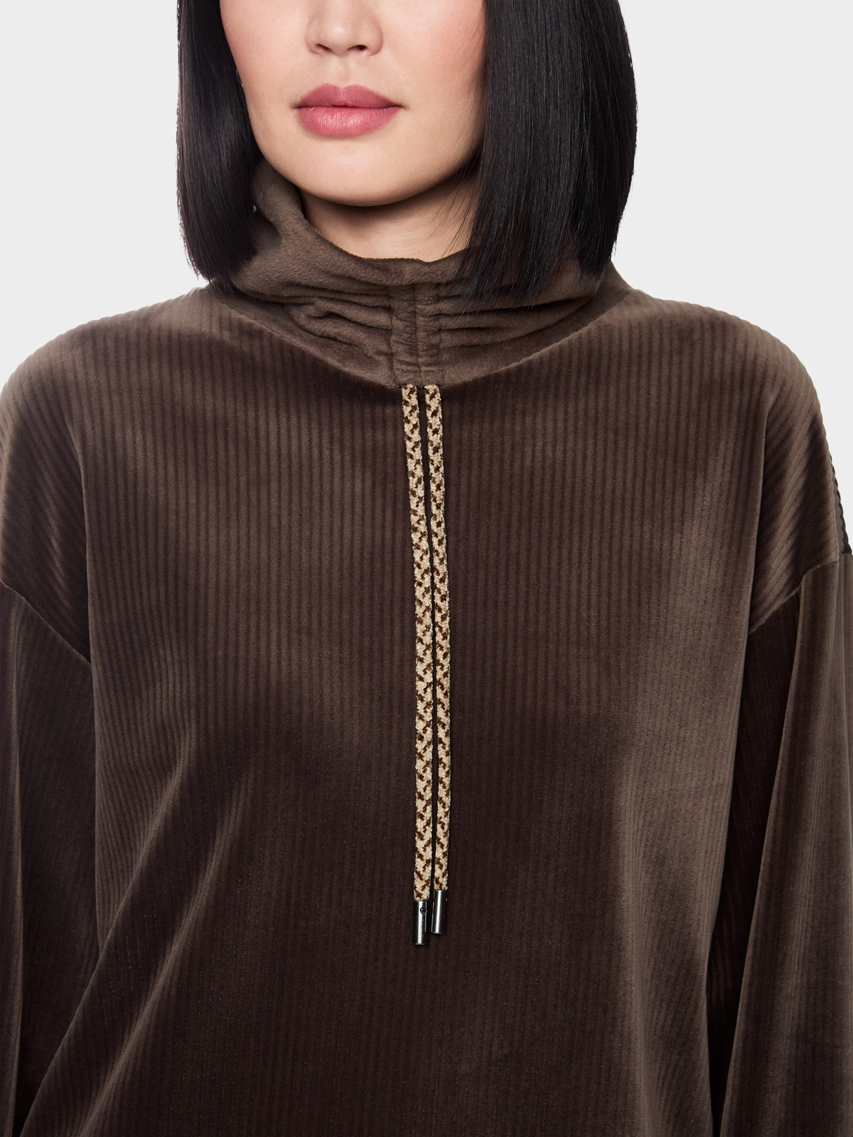 Roll neck velour jumper