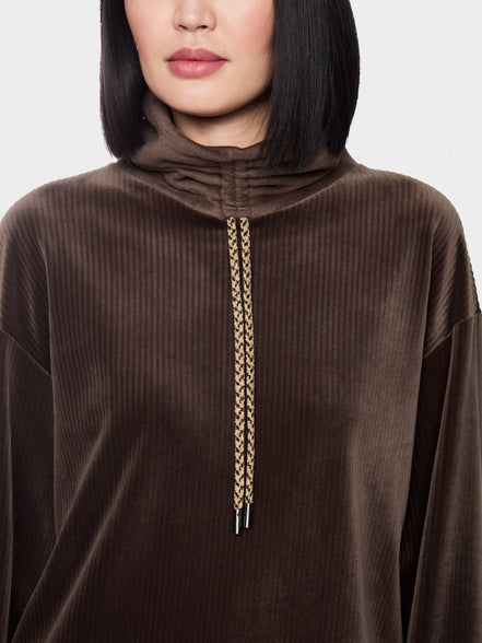 Roll neck velour jumper