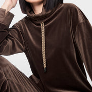 Roll neck velour jumper