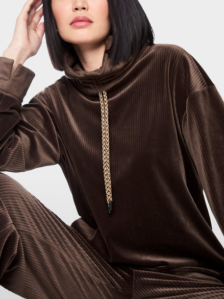 Roll neck velour jumper