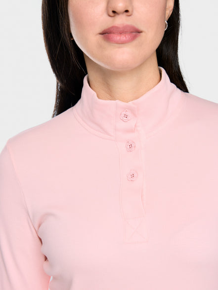 Long-sleeved shirt with stand-up collar
