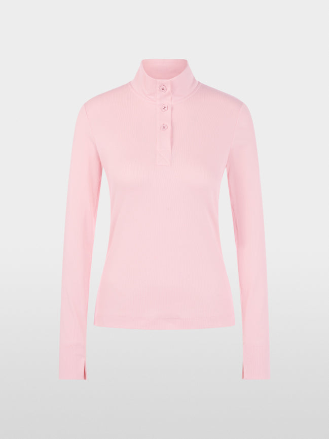 Long-sleeved shirt with stand-up collar