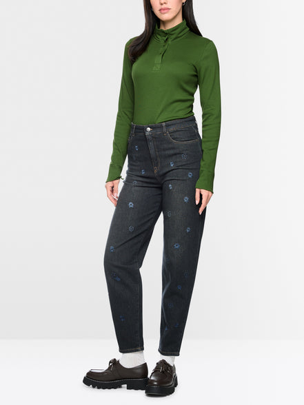 Long-sleeved shirt with stand-up collar