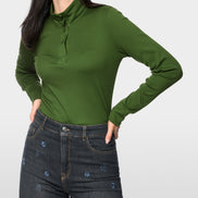 Long-sleeved shirt with stand-up collar