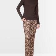 Long-sleeve top with leo-print roll neck