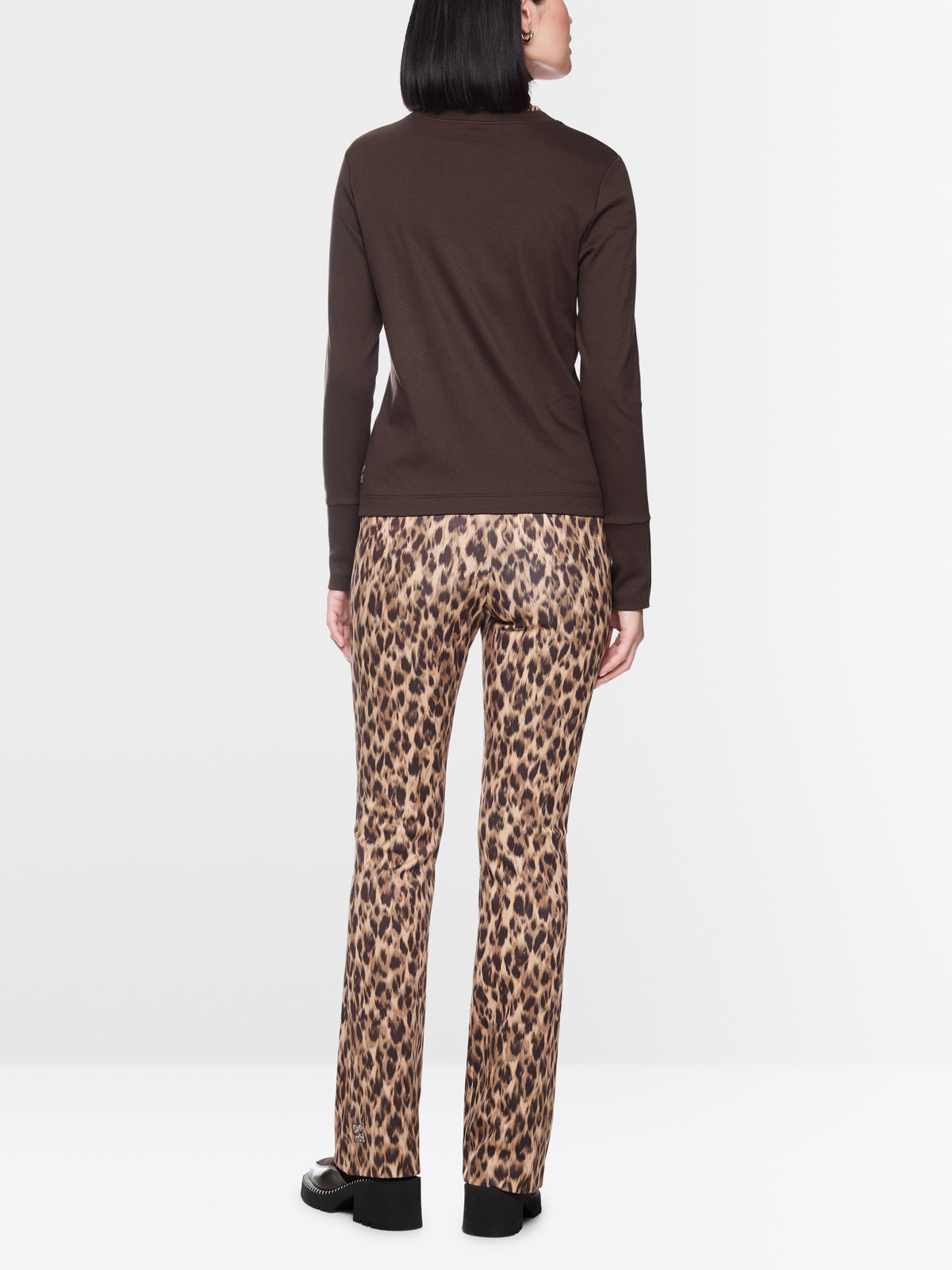 Long-sleeve top with leo-print roll neck