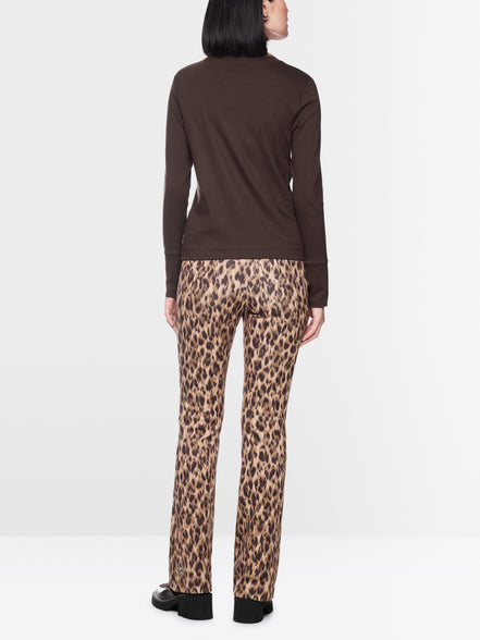 Long-sleeve top with leo-print roll neck