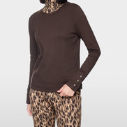 Long-sleeve top with leo-print roll neck