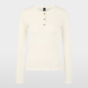 Long-sleeved buttoned openwork top