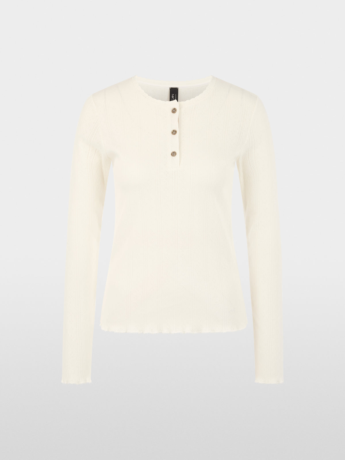 Long-sleeved buttoned openwork top
