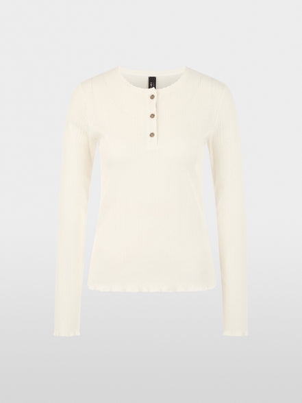 Long-sleeved buttoned openwork top