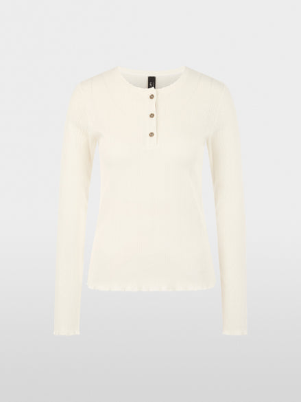 Long-sleeved buttoned openwork top