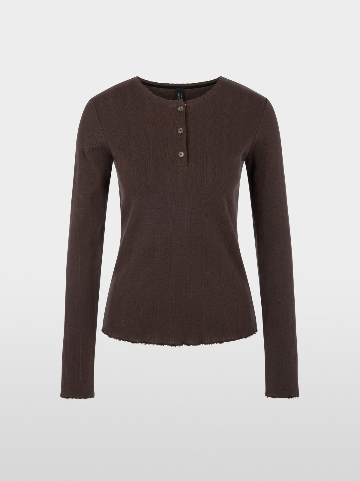 Long-sleeved buttoned openwork top