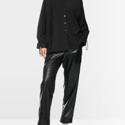 Pinstripe blouse with batwing sleeves