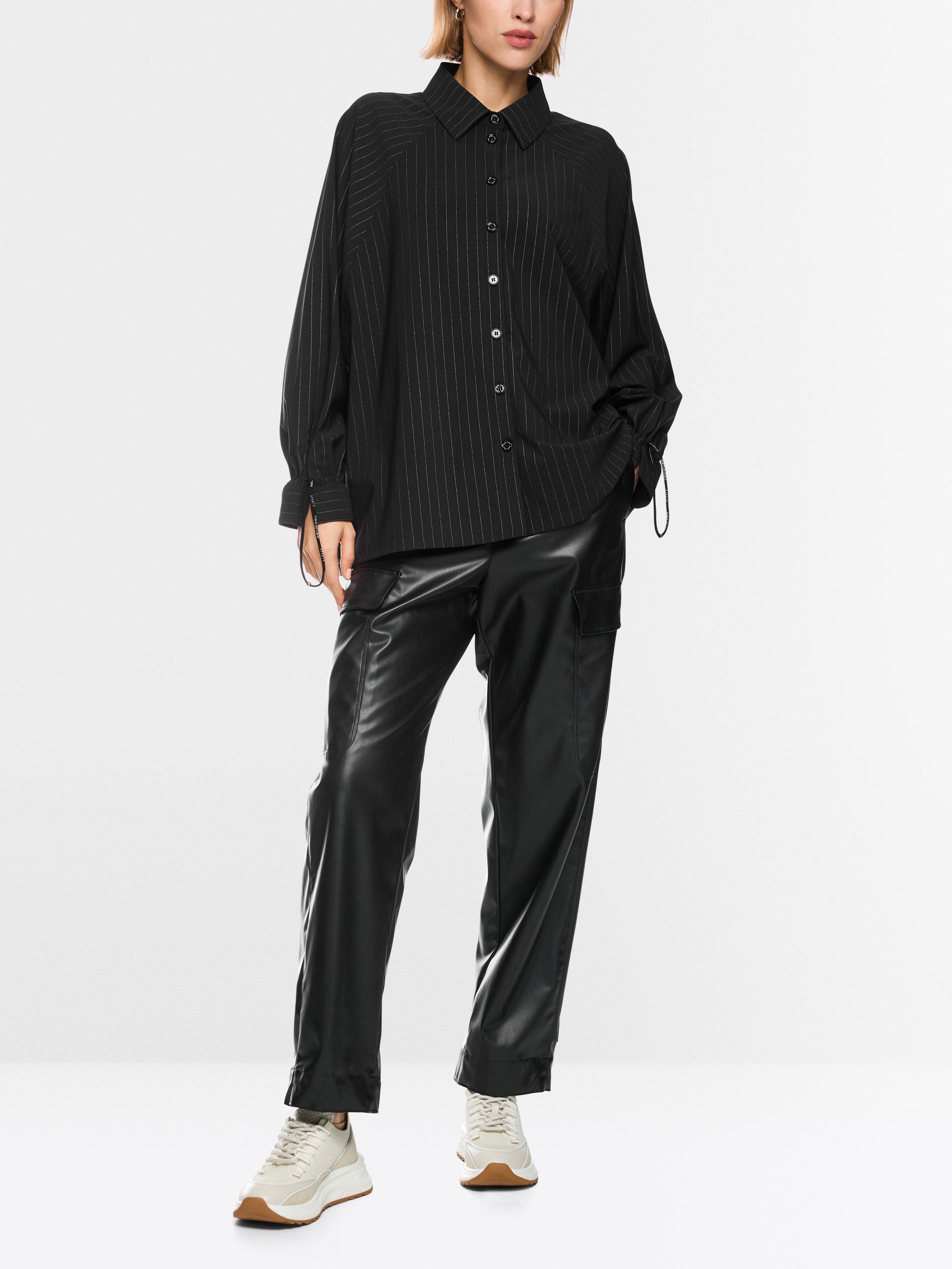 Pinstripe blouse with batwing sleeves