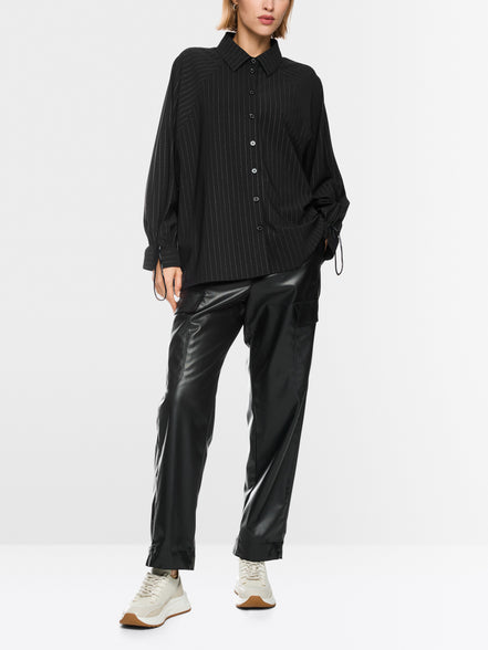 Pinstripe blouse with batwing sleeves