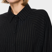 Pinstripe blouse with batwing sleeves