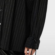 Pinstripe blouse with batwing sleeves