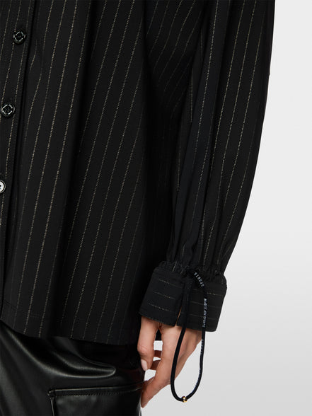 Pinstripe blouse with batwing sleeves