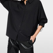 Pinstripe blouse with batwing sleeves