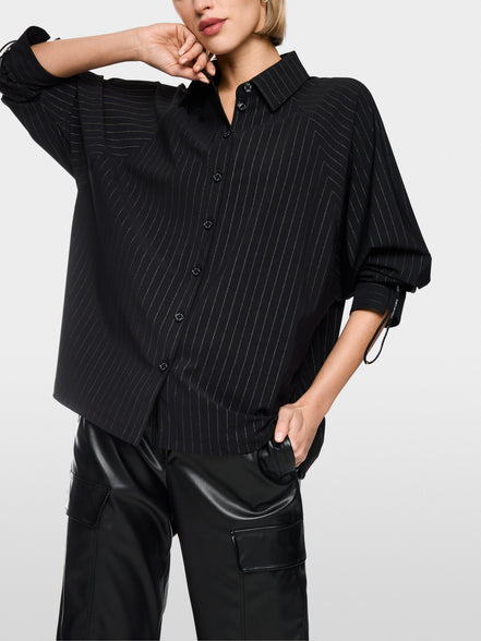 Pinstripe blouse with batwing sleeves