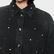 Denim shirt with gemstones
