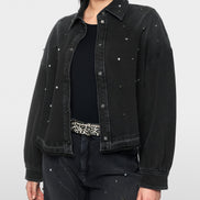 Denim shirt with gemstones