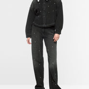 Denim shirt with gemstones