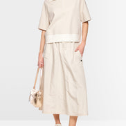 Oversized polo shirt with troyer neck