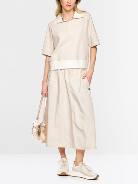Oversized polo shirt with troyer neck