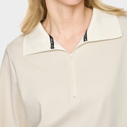 Oversized polo shirt with troyer neck