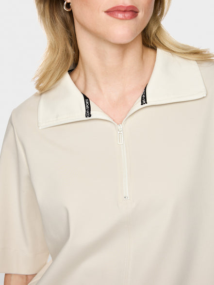 Oversized polo shirt with troyer neck