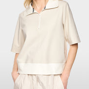 Oversized polo shirt with troyer neck