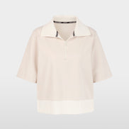 Oversized polo shirt with troyer neck
