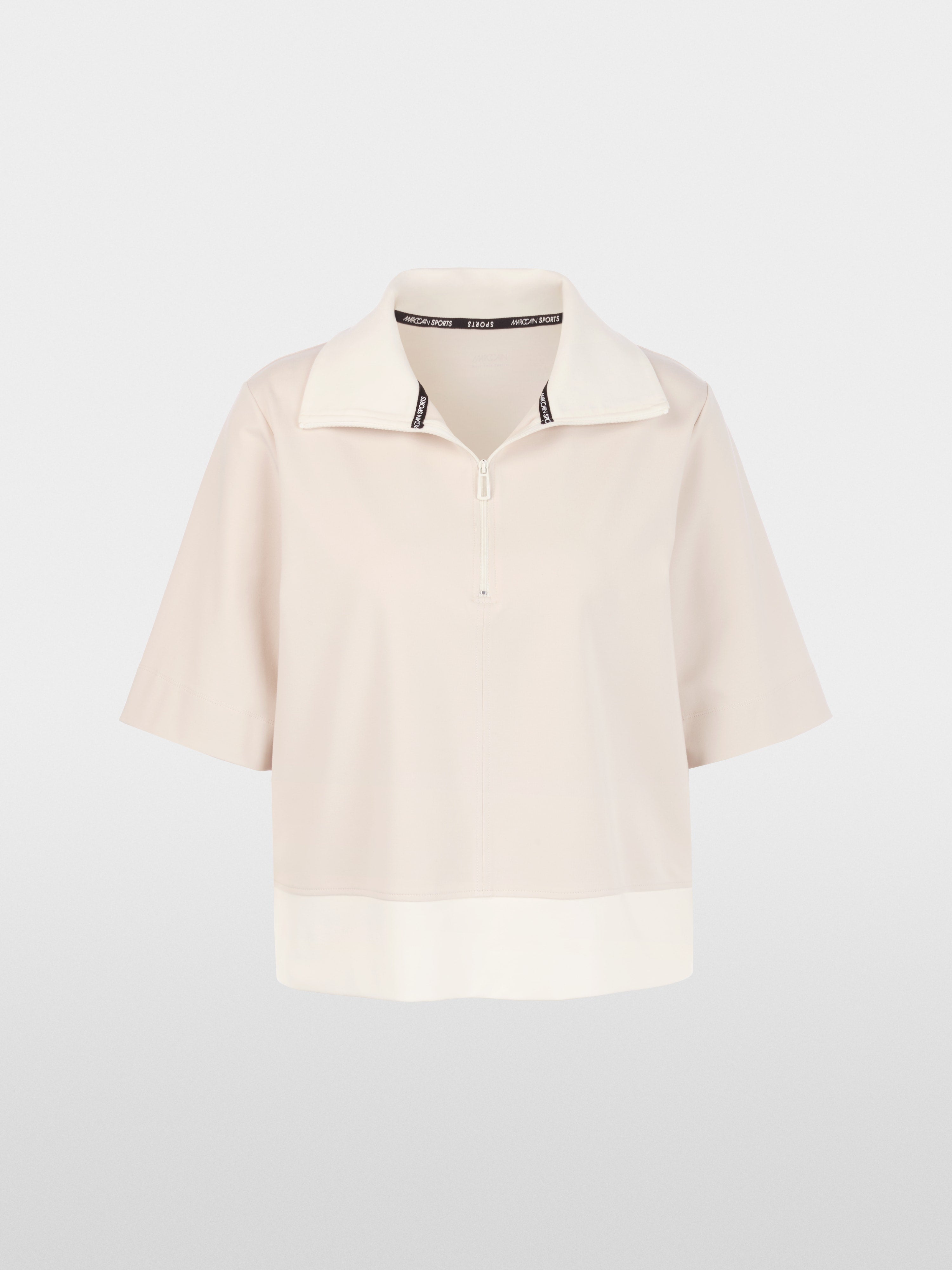 Oversized polo shirt with troyer neck