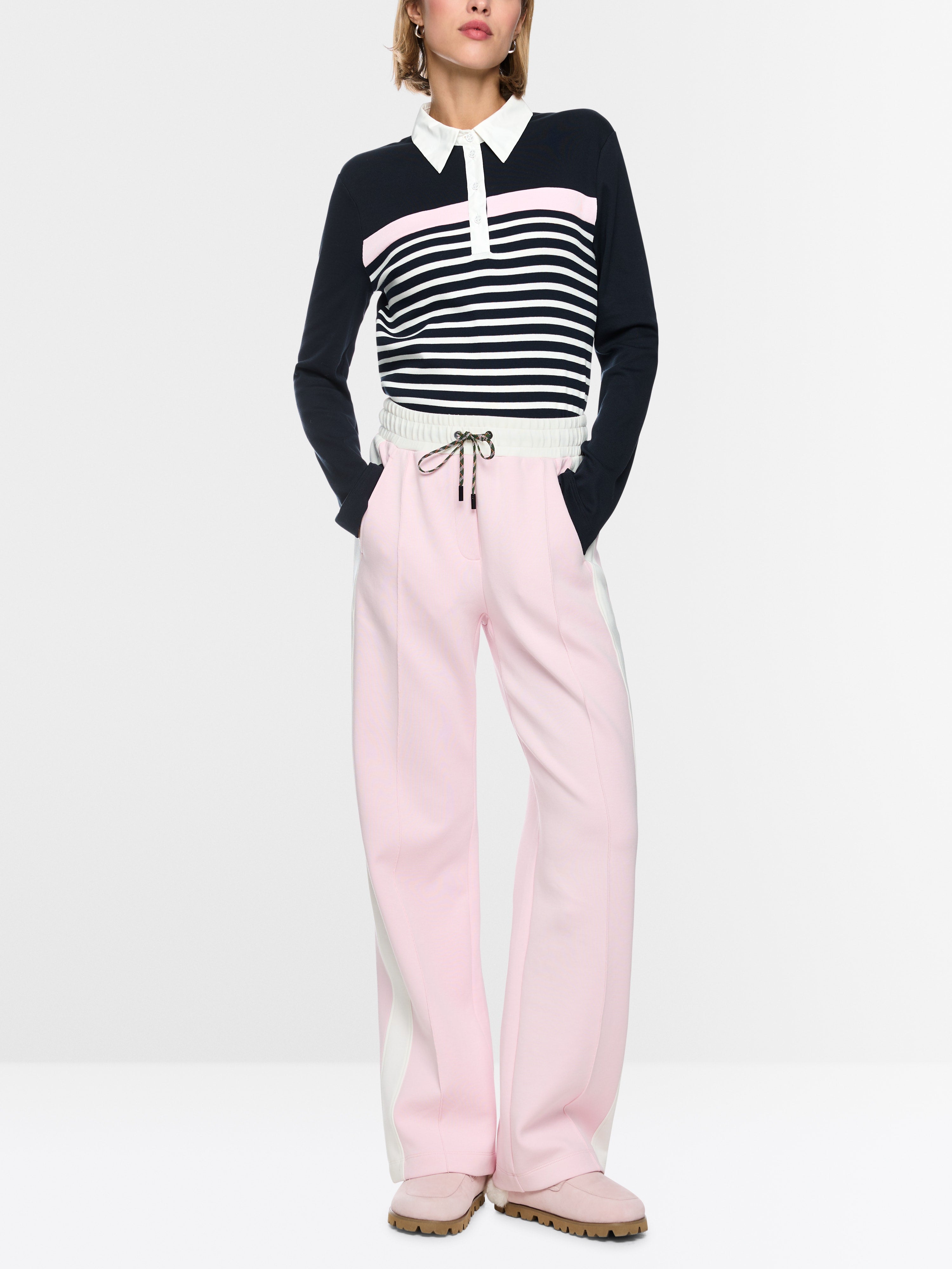 Ribbed texture polo shirt with stripes