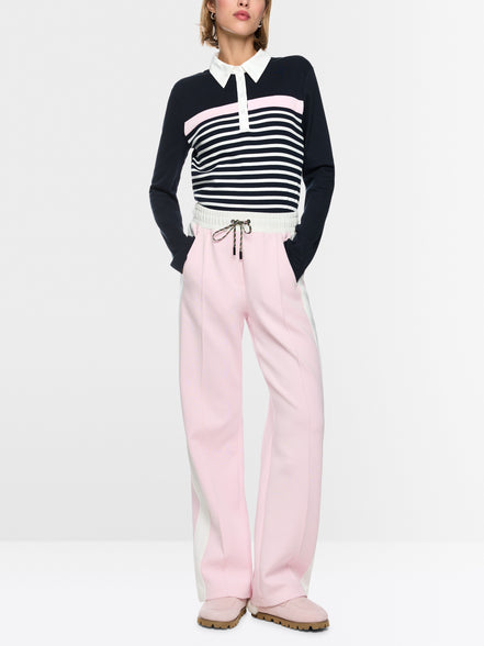 Ribbed texture polo shirt with stripes