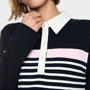 Ribbed texture polo shirt with stripes