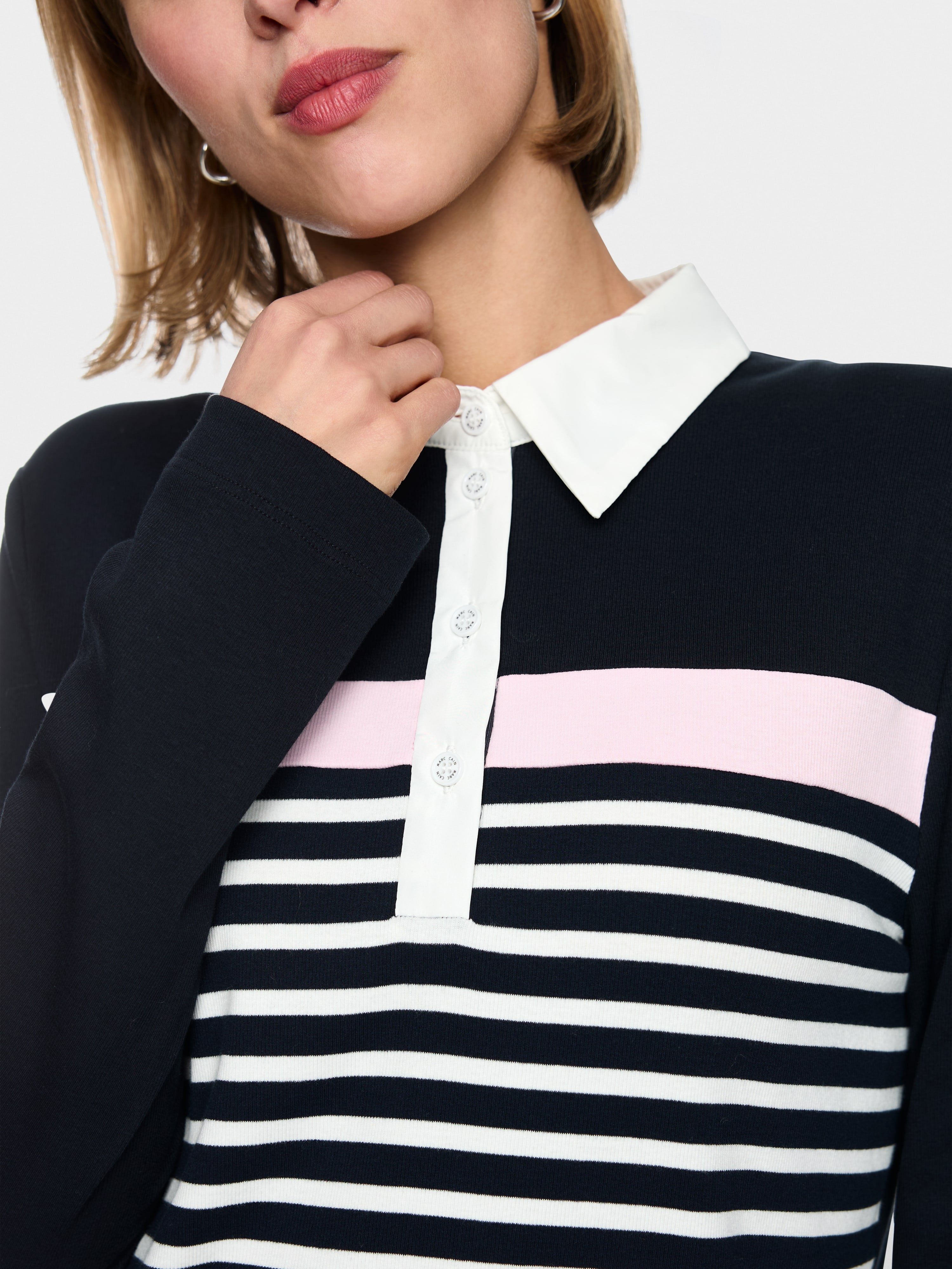 Ribbed texture polo shirt with stripes