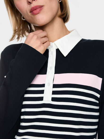 Ribbed texture polo shirt with stripes