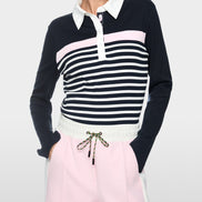 Ribbed texture polo shirt with stripes