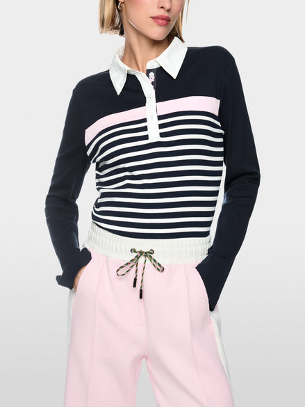 Ribbed texture polo shirt with stripes