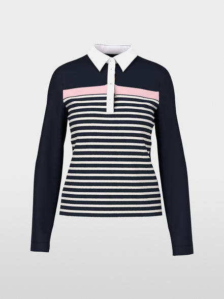 Ribbed texture polo shirt with stripes