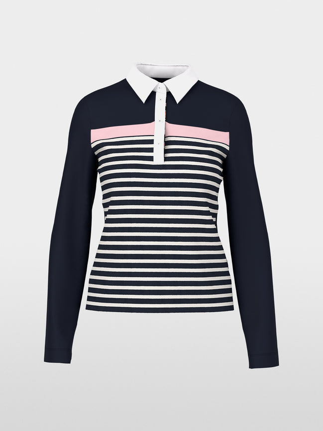Ribbed texture polo shirt with stripes