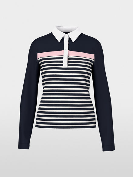 Ribbed texture polo shirt with stripes